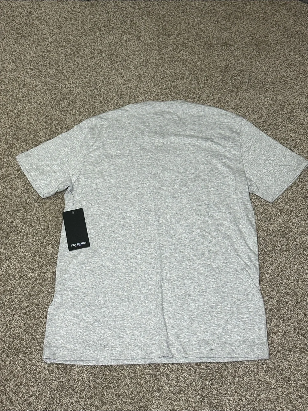 True Religion Light Gray Graphic Logo Tee